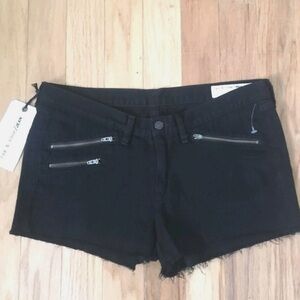 Rag & Bone Black Jean Shorts with Zipper Details